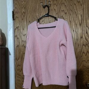 Elegant Pink V-Neck Sweater for Women
